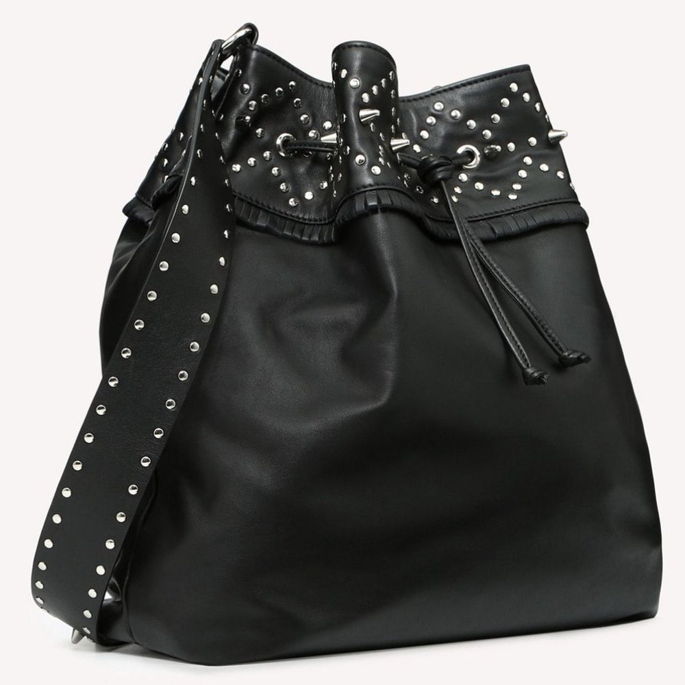 RED VALENTINO ROMANTIC PUNK SECCHIELLO Large Leather Bucket Bag